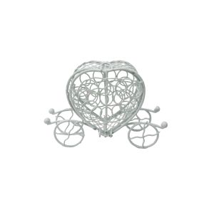 Dekorativna metalna kočija srce bijela 10 x 7,5 cm 