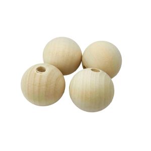Drvena kuglica natur 30 mm (3 cm) s rupom 6 mm za nakit, makrame i DIY projekte