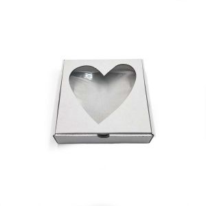 Kartonska kutija s prozorom bijela srce 17x18x4 cm (B91B)