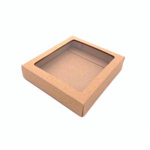 Kartonska kutija s prozorom natur 12x13x2,5 cm (N41D) – za praline, kekse i poklon proizvode