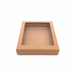Kartonska kutija s prozorom natur 12x13x2,5 cm (N41D) – za praline, kekse i poklon proizvode