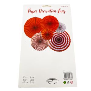 Papirnate rozete crvene – set 6 kom (40 cm, 30 cm, 20 cm)