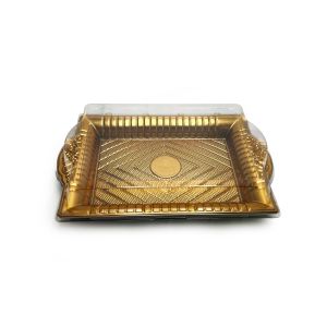 PET kutija JY-80075 - 32.1x21.4x6.9cm, PET zlatna kutija za slastice, kolače, sushi, plate i gastro