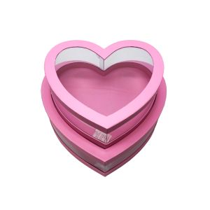 Poklon kutija srce s prozorom 2/1 (34.5x31x11.1 cm) – roza ukrasna kutija za poklone