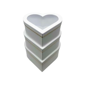 Poklon kutija srce s prozorom 3/1 (28.5x26.3x13 cm) – bijele ukrasne kutije za poklone
