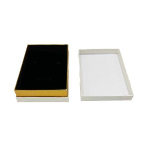 Poklon kutija za nakit 11×8×3,5 cm – Bijela sa zlatnom crtom
