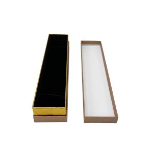 Poklon kutija za nakit 22×5×3,5 cm – Zlatno-bež sa zlatnom crtom