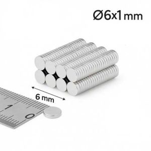 Super magnet 6x1 mm (neodimijski), sivi, ekstra čvrsti