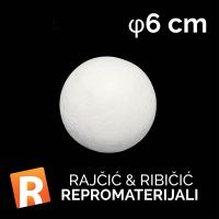 Stiropor kugla φ6cm, kugla za ukrašavanje 6cm
