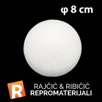 Stiropor kugla φ8cm, kugla za ukrašavanje 8cm