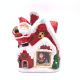  Keramička dekoracija s LED svjetlom, Božićna postaja, Božićna kućica svjetleća, Keramički božićni ukras 24x18x9cm