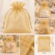 Zlatna organza vrećica 13 × 18 cm s ukrasnim vezicama za poklone, nakit i suvenire