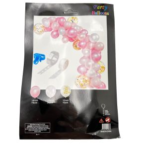 Set balona za girlandu, svod - Pink, bijela, Šljokasto zlatni