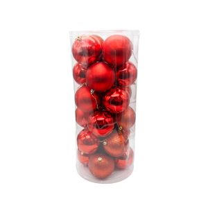Božićne kugle crvene 10 cm – set 24 komada, kugle za bor