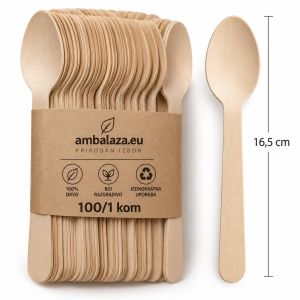 Drvene jednokratne žlice 16,5 cm – Natur, 100/1 kom