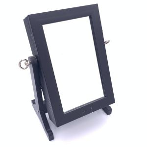 Stalak za nakit s ogledalom – drveni crni okvir 36,5x20 cm