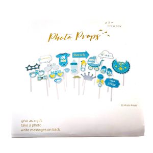 Rekviziti set baby shower (set od 20 foto rekvizita) - plavi