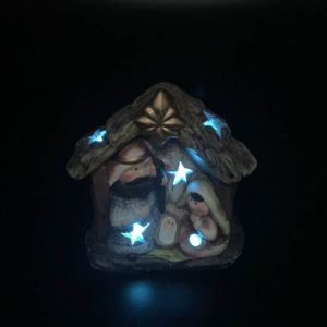 Keramička božićna dekoracija s LED svjetlom - Jaslice 10x10cm