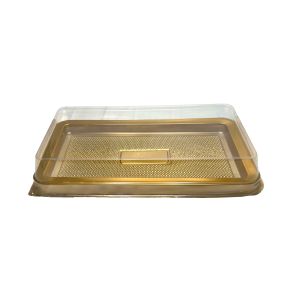 PET kutija JY-3825 - 45x25.5x10cm, PET zlatna kutija za slastice, kolače, sushi, plate i gastro