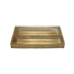PET kutija JY-DF3022 - 12.6x12.6x5.6cm, PET zlatna kutija za slastice, makarone, kolače, sushi, plate i gastro