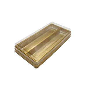 PET kutija JY-DF3022 - 12.6x12.6x5.6cm, PET zlatna kutija za slastice, makarone, kolače, sushi, plate i gastro
