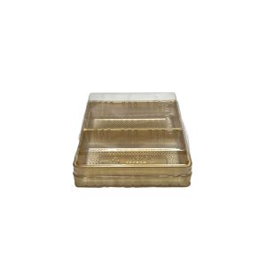 PET kutija JY-DF3232 - 12.6x12.6x5.3cm, PET zlatna kutija za slastice, kolače, sushi, plate i gastro