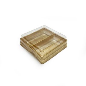 PET kutija JY-DF3232 - 12.6x12.6x5.3cm, PET zlatna kutija za slastice, kolače, sushi, plate i gastro