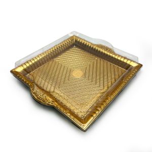 PET kutija JY-80032 - 36x33x8cm, PET zlatna kutija za slastice, kolače, sushi, plate i gastro