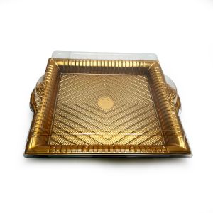 PET kutija JY-80033 - 34.5x31x7.5cm, PET zlatna kutija za slastice, kolače, sushi, plate i gastro