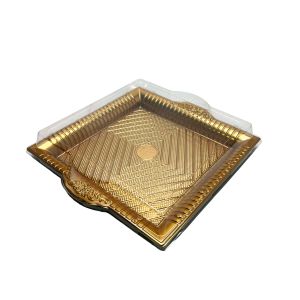 PET kutija JY-80033 - 34.5x31x7.5cm, PET zlatna kutija za slastice, kolače, sushi, plate i gastro