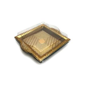 PET kutija JY-80035 - 28x25x7.5cm, PET zlatna kutija za slastice, kolače, sushi, plate i gastro