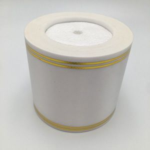 Pogrebna traka 9.6 cm – bijela PVC traka sa zlatnim rubovima za ikebane i aranžmane