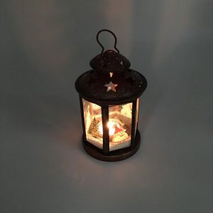 Božićna lanterna/fenjer za lučicu s božićnim uzorkom 13x8cm 