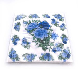 Salvete s uzorcima za dekoraciju i decoupage 30% - Tri ruže plava