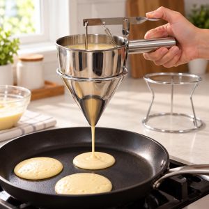 Inox dozator za tijesto 500 ml sa stalkom – lijevak za palačinke, muffine i vafle