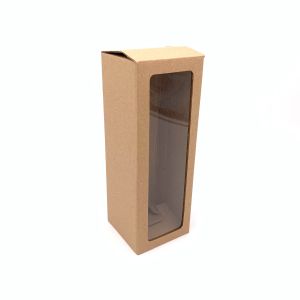 Kartonska kutija s prozorom natur 7,3x7,3x20,5 cm (N41B) – za izduljene proizvode, svijeće i boce