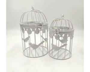 Krletka 2/1 okrugla bijela - Ptica, Krlete za dekoracije (22x13 cm i 19x11 cm)