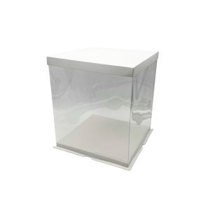 Prozirna kutija 30x30x34 cm kvadratna - Bijela baza i poklopac