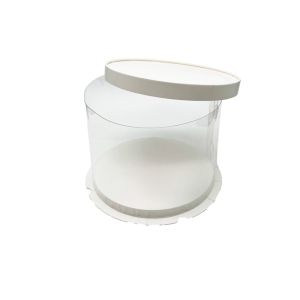 Prozirna kutija za tortu cilindar Ø22x16 cm - Bijela baza i poklopac