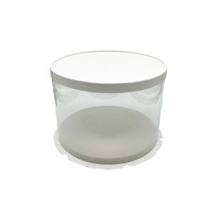 Prozirna kutija za tortu cilindar Ø26x18 cm - Bijela baza i poklopac