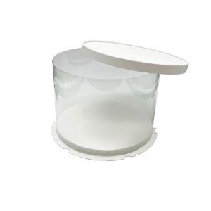 Prozirna kutija za tortu cilindar Ø26x18 cm - Bijela baza i poklopac