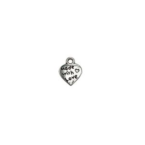 Metalni privjesak Made with Love 1.6 cm – 25 kom