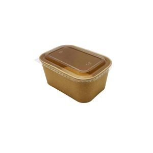 Papirnata posuda za hranu s poklopcem pravokutna 1000 ml - Kraft, smeđa