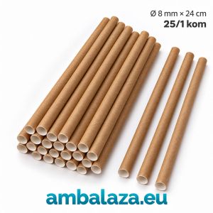Papirnate slamke 8 × 24 cm – Smeđa (Natur kraft), 25/1 kom