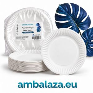 Papirnati tanjuri Ø 21 cm – bijeli jednokratni tanjuri, 20 kom