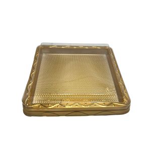 PET kutija JY-D3288 - 31x31x6.5cm, PET zlatna kutija za slastice, kolače, sushi, plate i gastro
