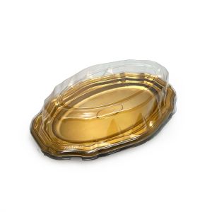 PET kutija JY-80066 - 39.5x25x10.5cm, PET zlatna kutija za slastice, kolače, sushi, plate i gastro