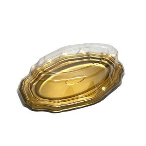 PET kutija JY-80065 - 34.2x22x10.5cm, PET zlatna kutija za slastice, kolače, sushi, plate i gastro