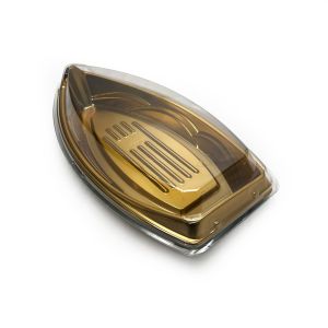 PET kutija LAĐA  JYI-87102 - 37.7x18.6x10.7cm, PET zlatna kutija za slastice, kolače, sushi, plate i gastro