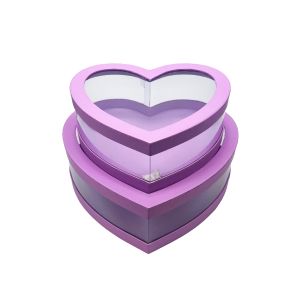 Poklon kutija srce s prozorom 2/1 (34.5x31x11.1 cm) – ljubičasta 